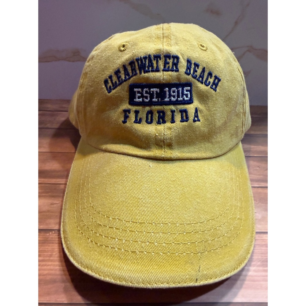 Old Dock Clearwater Beach Florida Est 1915 Yellow Embroidered Baseball Hat Cap